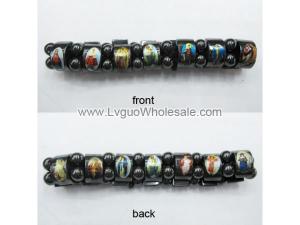 Magnetic Hematite Religious Sealed Icon Bracelet 7.8inch